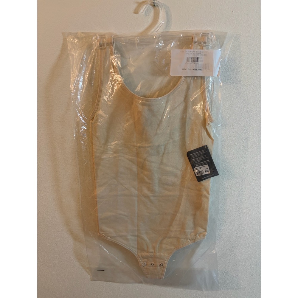 Yummie Nylon Thong Back Body Suit Nude Sleeveless Shapewear S/M